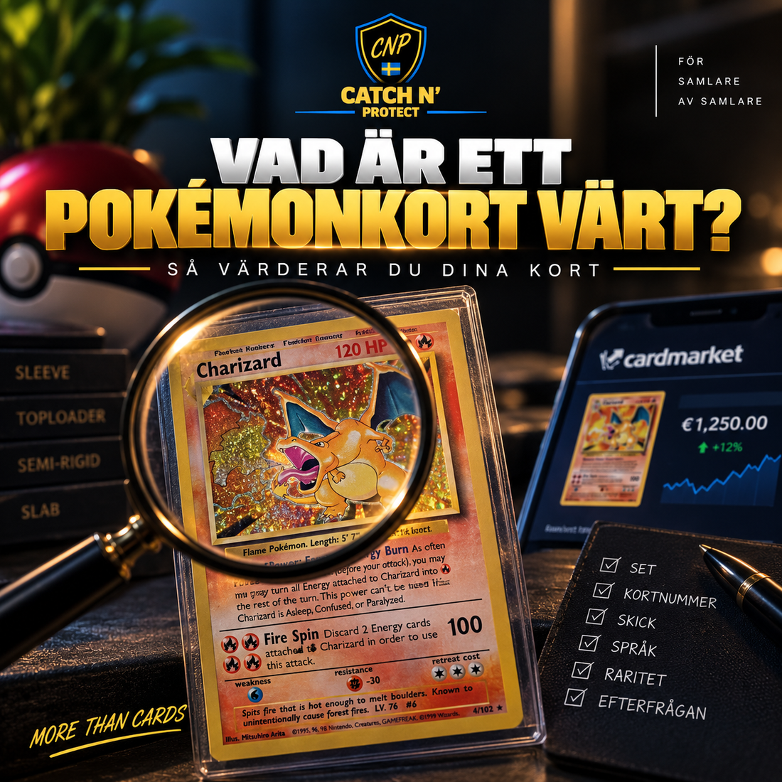 Vad är ett Pokémonkort värt? Guide för att värdera Pokémonkort utifrån skick, sällsynthet och marknadspris | Catch N’ Protect