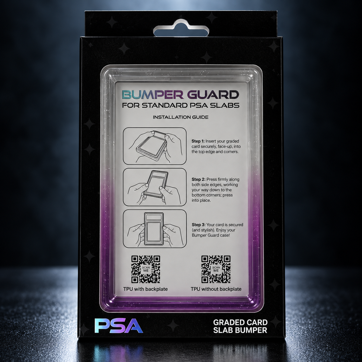 Amethyst Silver – PSA Premium Card Bumper / Slab Guard för graderade kort | Catch N’ Protect
