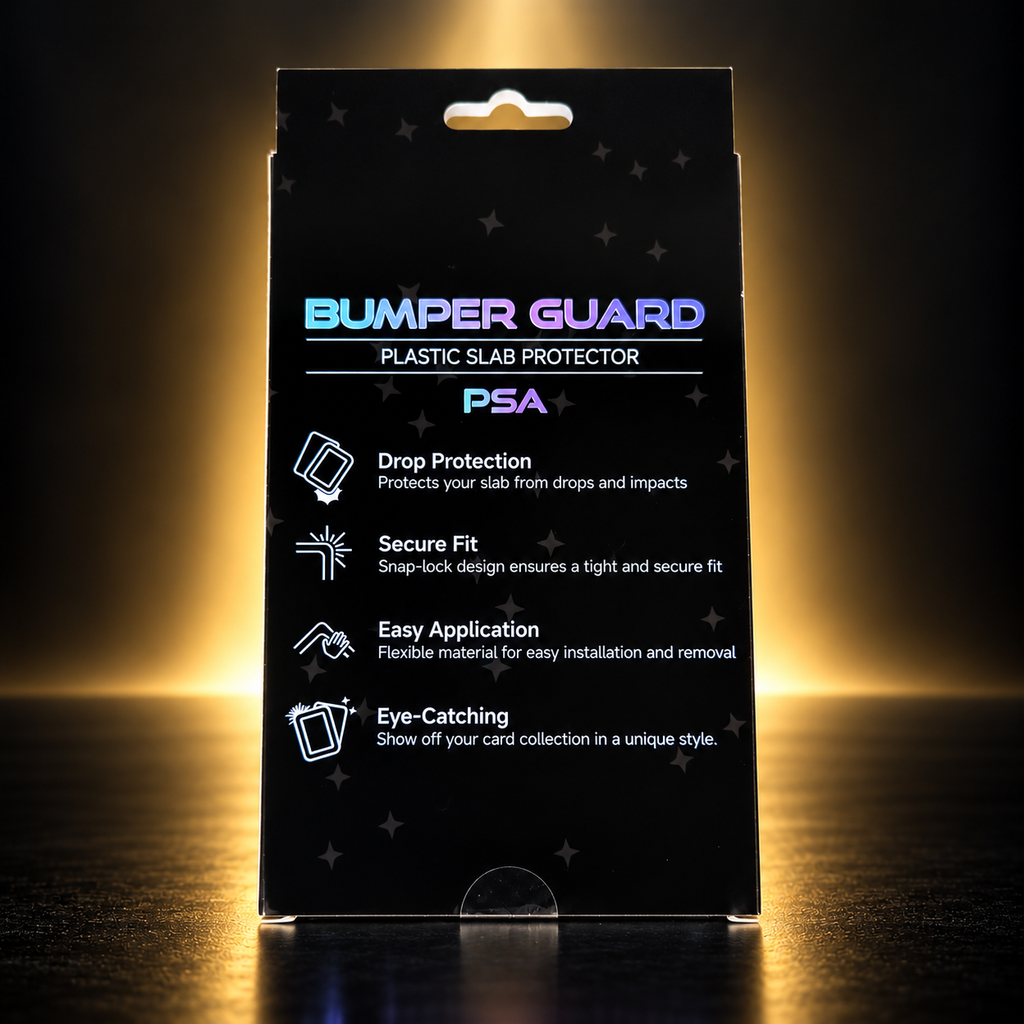 Baksida av förpackning för PSA Standard och Premium Card Bumper – Slab Guard skydd för graderade PSA kort | Catch N’ Protect